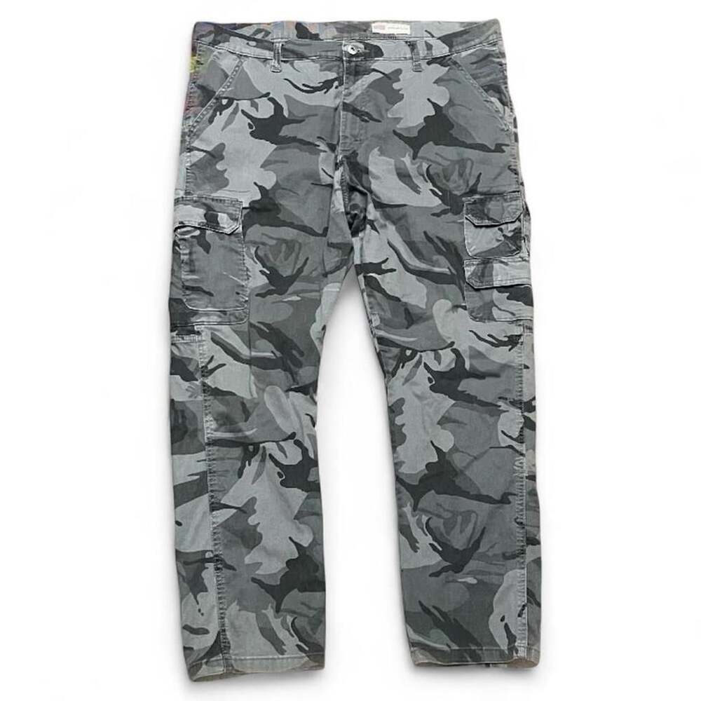 Wrangler Camo Cargo Pants Size 38x30 Grey Black Woodland Utility Trousers